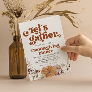 Invitation Réunissons la typographie rétro Thanksgiving Dîner