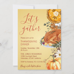 Invitation Réunissons-nous pour le dîner de Thanksgiving