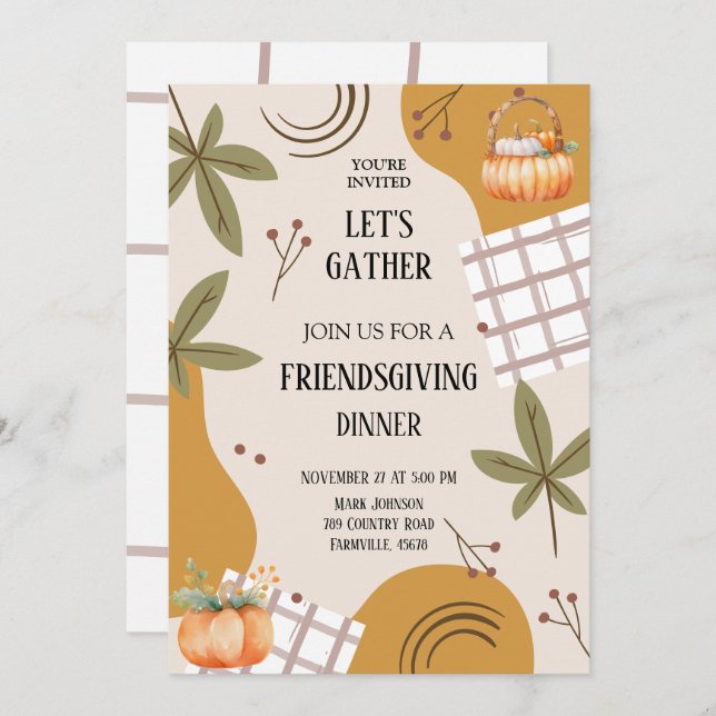 Invitation réunissons-nous pour un Potluck friendsgiving (Devant / Derrière)