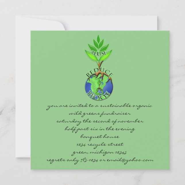 Invitation Réutiliser le cycle ReDuce (Devant)