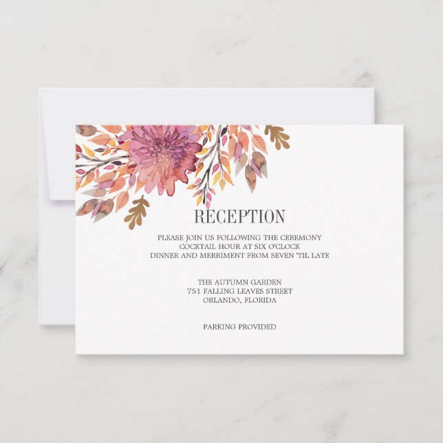 Invitation Rêve d'automne | Enclos de mariage RÉCEPTION (Devant)