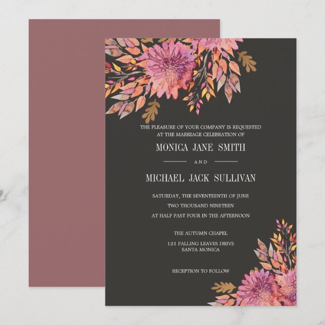 Invitation Rêve d'automne | Mariage élégant (Devant / Derrière)