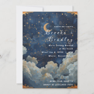 Invitation Rêve de croissant doré dans le ciel de mariage
