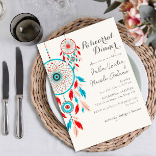 Invitation Rêve de Dreamcatcher tribal bohème Dîner de répéti