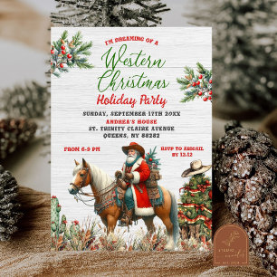 Invitation Rêve de fête de Noël Cowboy Santa occidental