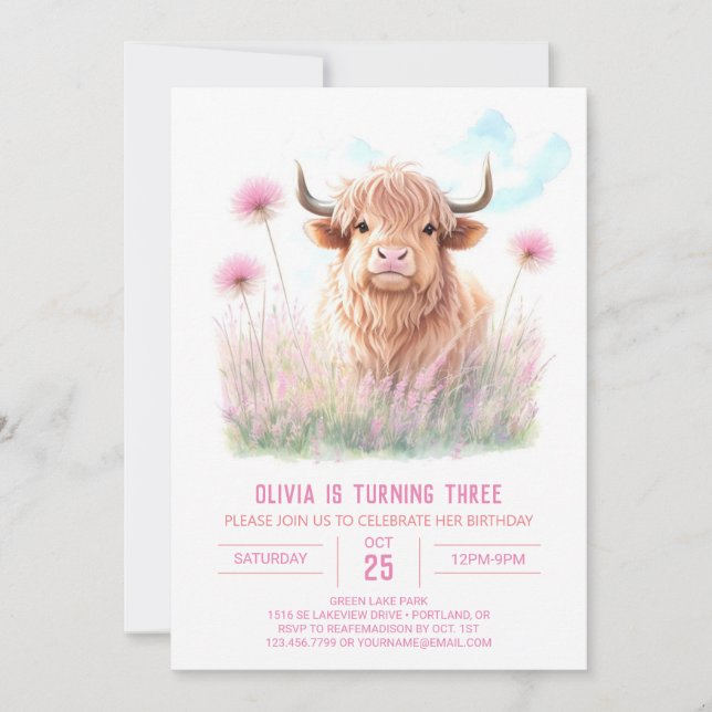 Invitation Rêve de vache des Highlands (Devant)