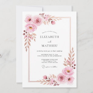 Invitation Rêve Rose Floral Mariage Rose