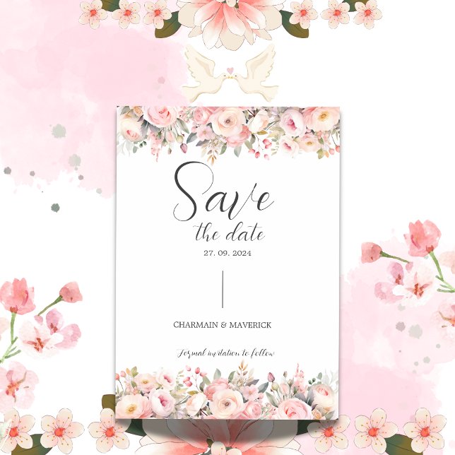 Invitation Rêve Simple Cadre Floral Script Enregistrer la Dat (Créateur téléchargé)