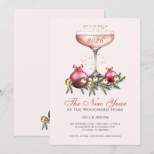 Invitation Réveillon du Nouvel An Champagne Fêter la Nouvelle