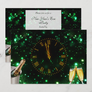 Invitation Réveillon du Nouvel An Champagne & Horloge