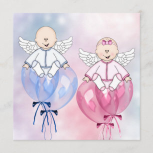 Invitation Révélation de ballons d'anges roses et bleus