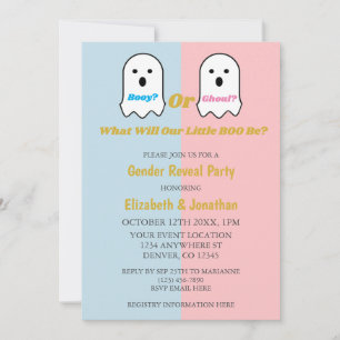Invitation Révélation de genre de garçon ou de fille Ghoul Ha