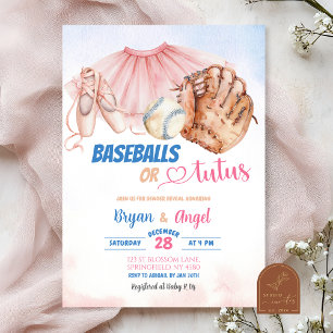 Invitation Révélation de genre des baseballs ou tutus