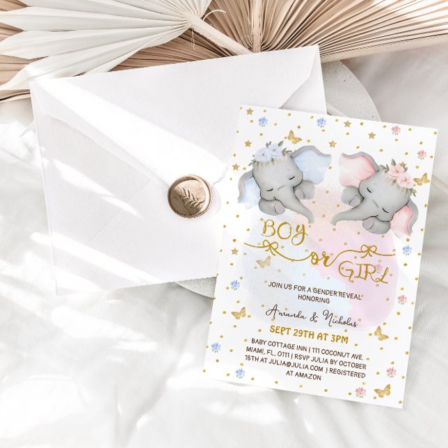 Invitation Révélation de genre des éléphants (Créateur téléchargé)