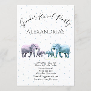 Invitation Révélation de genre des éléphants roses et bleus m