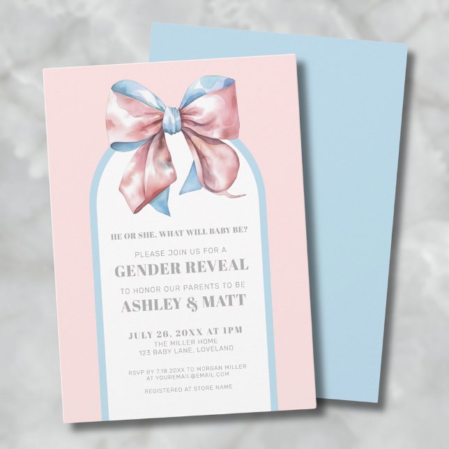 Invitation Révélation De Genre Garçon Ou Fille Rose Et Bleu (Boy Or Girl Pink And Blue Gender Reveal Invitation)