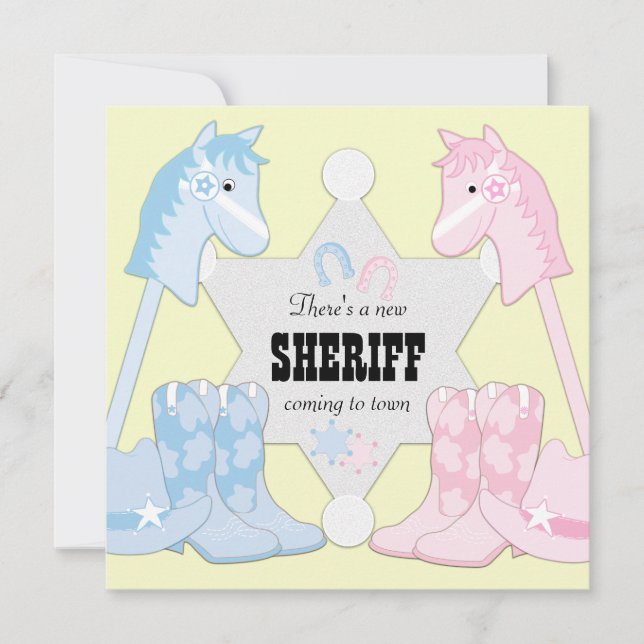 Invitation Révélation de genre Sheriff Cowboy (Devant)