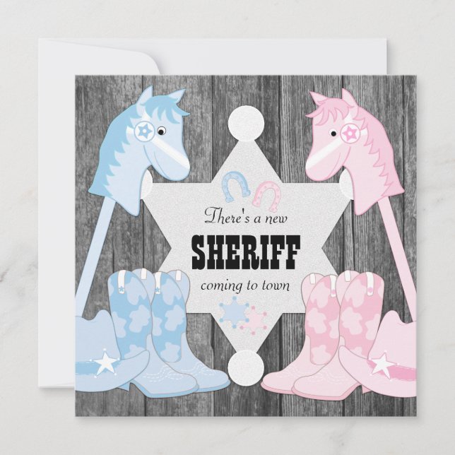 Invitation Révélation de genre Sheriff Cowboy (Devant)