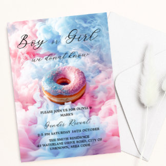 Invitation Révélation de genre sur la noix de beigne bleue et