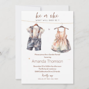 Invitation Révélation de genre sur les vêtements rustiques po