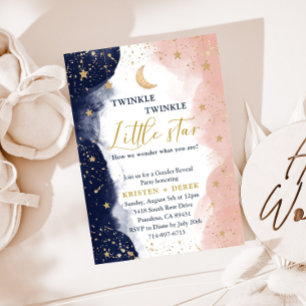 Invitation Révélation De Sexe, Bleu De Marine Et Rose Brut