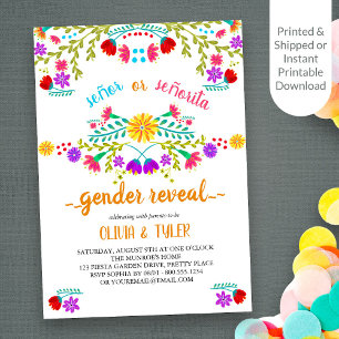 Invitation Révélation de sexe Floral Fiesta Mexicaine Blanc C