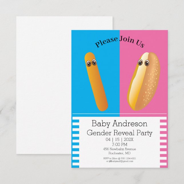 Invitation Révélation drôle de genre 🌭 Danse Hot Dog Baby sh (Devant / Derrière)
