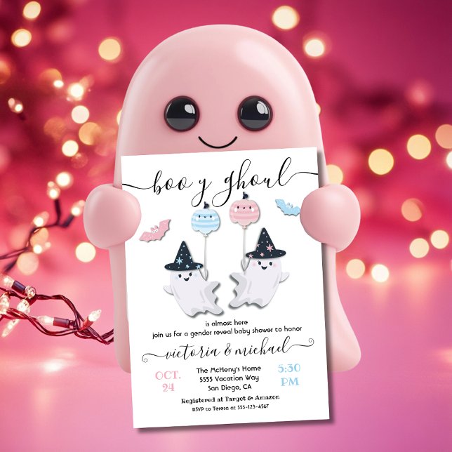Invitation Révélation du Baby shower Halloween Boy ou Ghoul G (Créateur téléchargé)