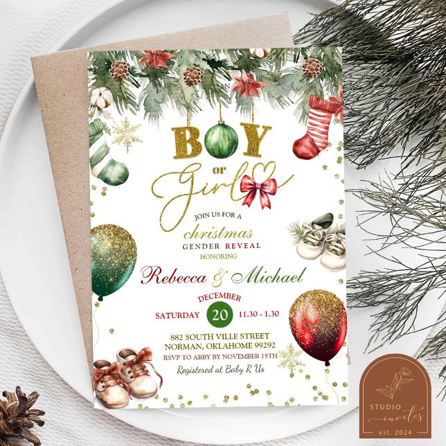 Invitation Révélation du genre de Noël Bauble (Créateur téléchargé)