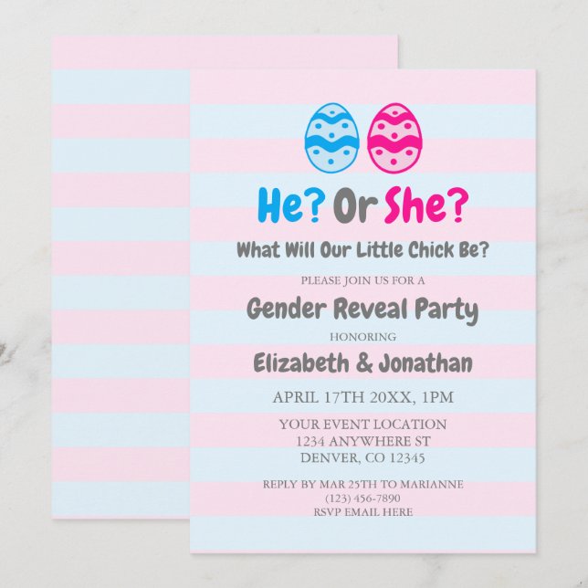 Invitation Révélation du genre de petite poussette (Devant / Derrière)