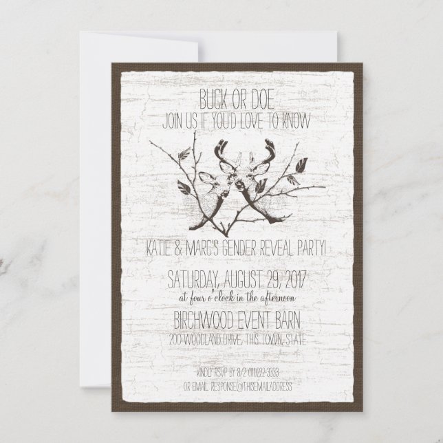 Invitation Révélation du genre des cerfs et des oiseaux des b (Devant)