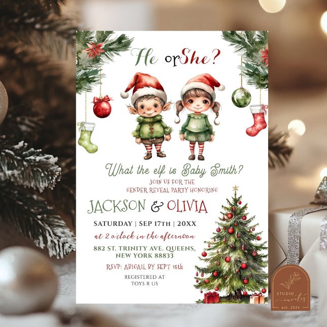 Invitation Révélation du genre des elfes de Noël (Créateur téléchargé)