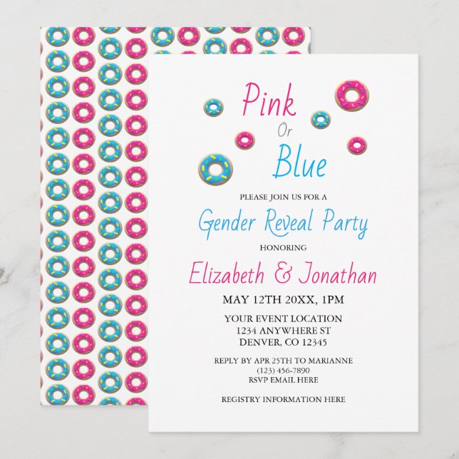 Invitation Révélation du genre Donut (Devant / Derrière)