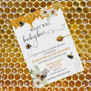 Invitation révélation du sexe abeille miel aquarel