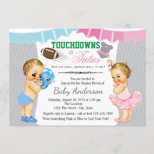 Invitation Révélation du sexe Bébé Fille ou Garçon Touchdowns