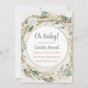 Invitation Révélation du sexe Boho Teinte Neutre Végétation d