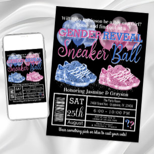 Invitation Révélation du sexe de bébé avec baskets