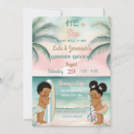 Invitation Révélation du sexe de bébé de plage tropicale Blus
