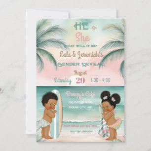 Invitation Révélation du sexe de bébé de plage tropicale Blus