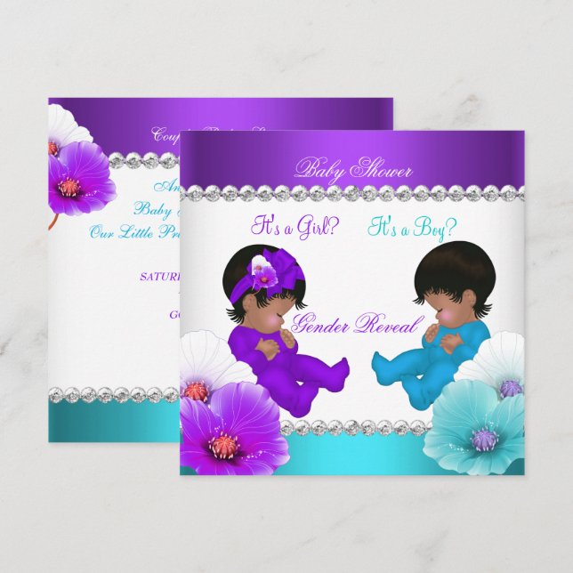 Invitation Révélation du sexe de bébé Ethnique Fête de douche (Devant / Derrière)