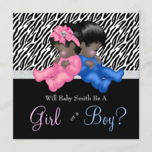 Invitation Révélation du sexe de bébé zèbre élégant