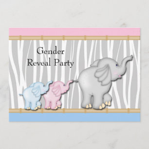 Invitation Révélation du sexe de l'éléphant rose et bleu