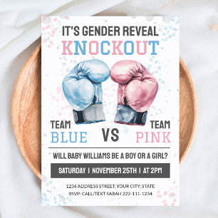 Invitation Révélation du sexe de l'enfant Boxe Garçon ou Fill