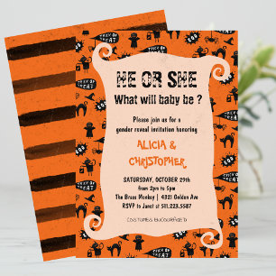 Invitation Révélation du sexe d'Halloween, un tour effrayant