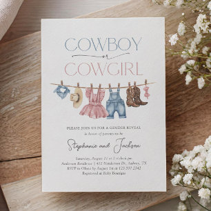 Invitation Révélation du sexe du bébé Cowboy ou Cowgirl de l'