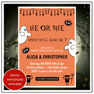 Invitation Révélation du sexe Halloween d'octobre orange des