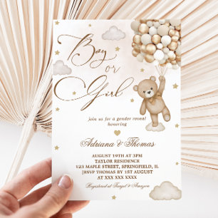 Invitation Révélation du sexe neutre de l'ours en peluche
