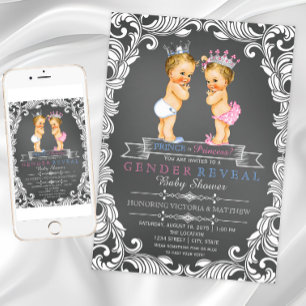 Invitation Révélation du sexe Prince ou Princesse à la craie