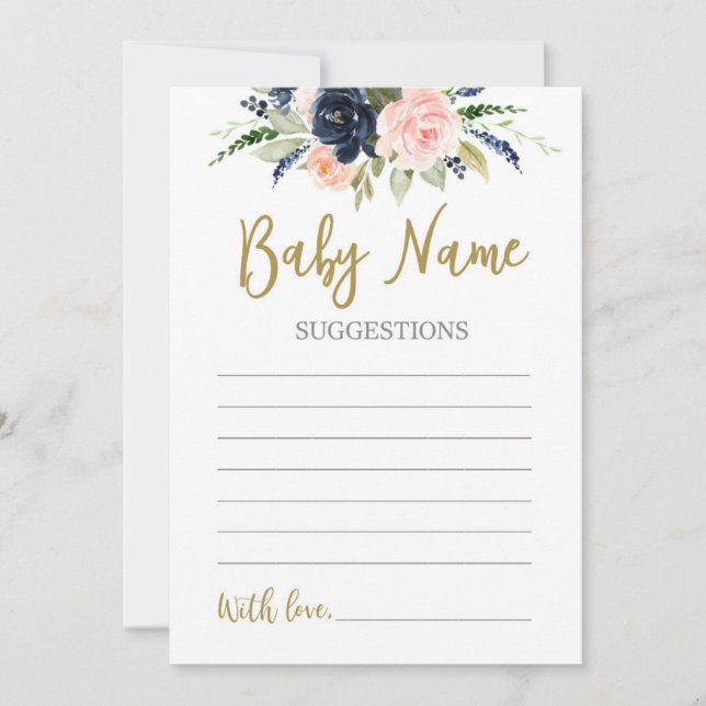 Invitation Révéler le genre Bébé suggestion de nom (Devant)