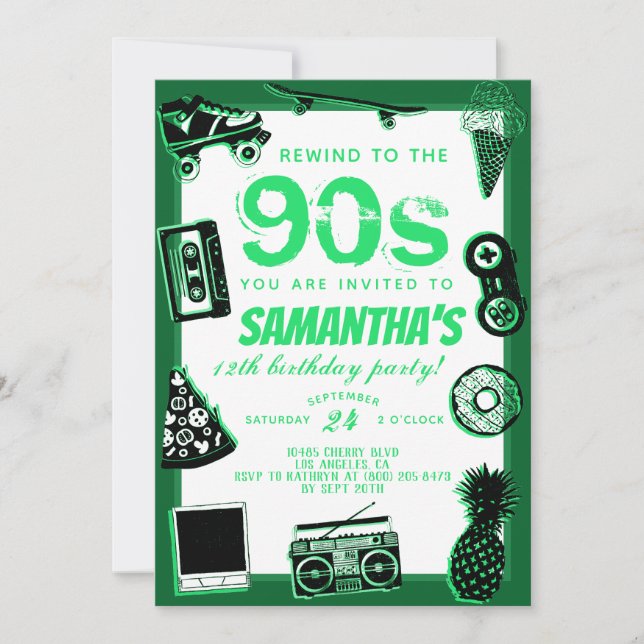 Invitation Revenez à l'anniversaire des années 90 (Devant)